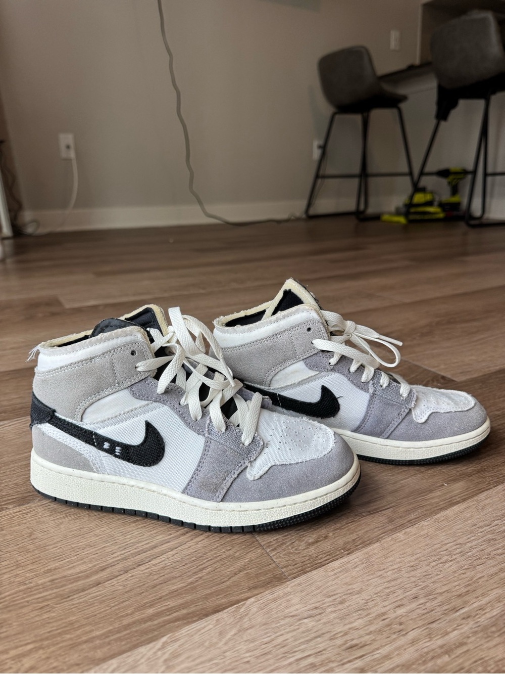 Nike  High-Top Sneakers in Gray, White & Black